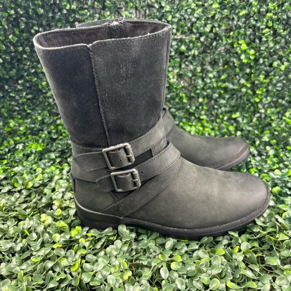 UGG LORNA BLACK SUEDE DOBLE BUCKLE STRAPS BOOTS SIZE 5.5 Woman